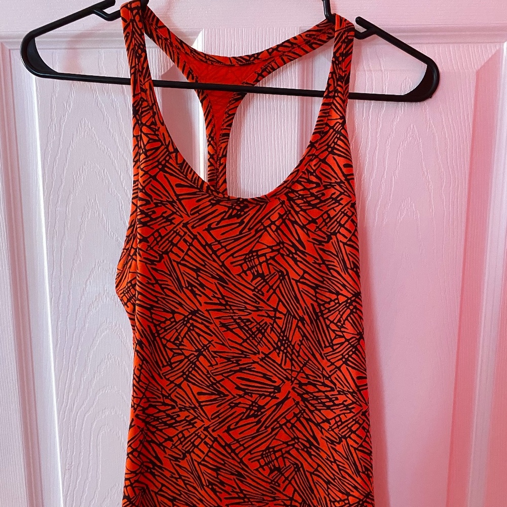 Women's Orange/Black Dry-Fit Sports Tank Top - S